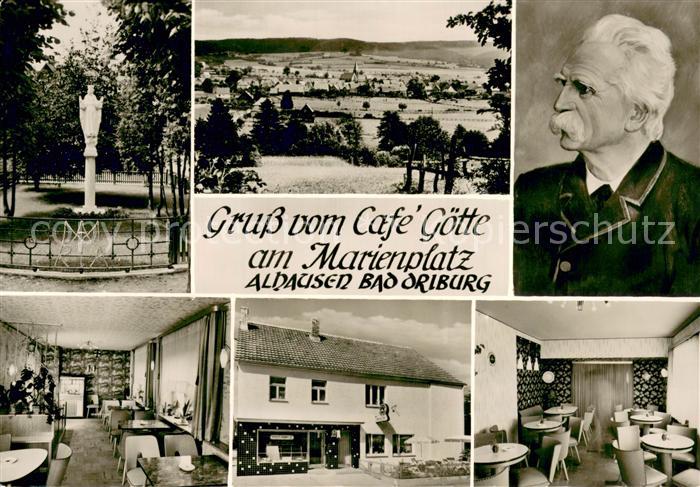 Alhausen Westfalen Park Statue Panorama Baeckerei Cafe Goette Gastraeume