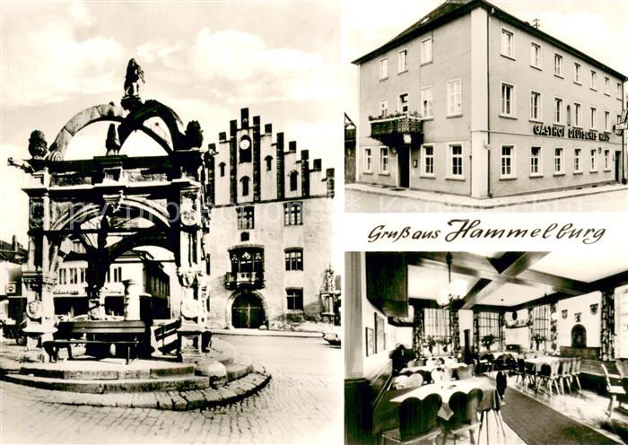 Hammelburg Gasthof Deutsches Haus Gastraum Brunnen
