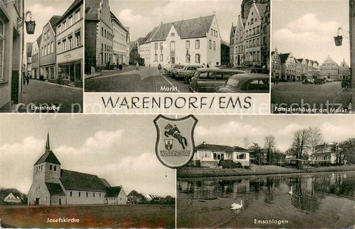 Warendorf Emsstrasse Markt Patrizierhaeuser Josefskirche Emsanlagen