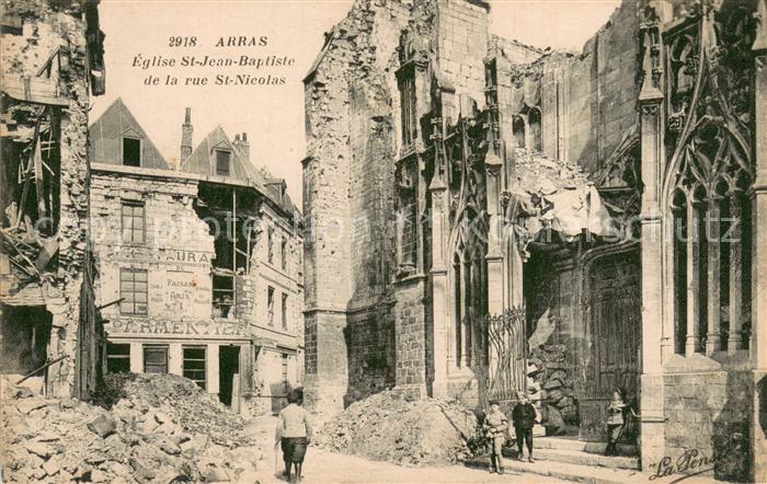 Arras Pas-de-Calais 62 Eglise St Jean Baptiste de la rue St Nicolas apres bombar