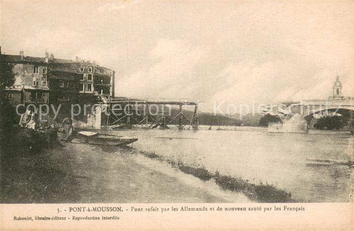 Pont-a-Mousson 54 Pont refait par les Allemands et de nouveau saute par les Fran