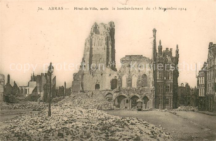 Arras Pas-de-Calais 62 Hotel de Ville apres le bombardement du 13 Nov 1914