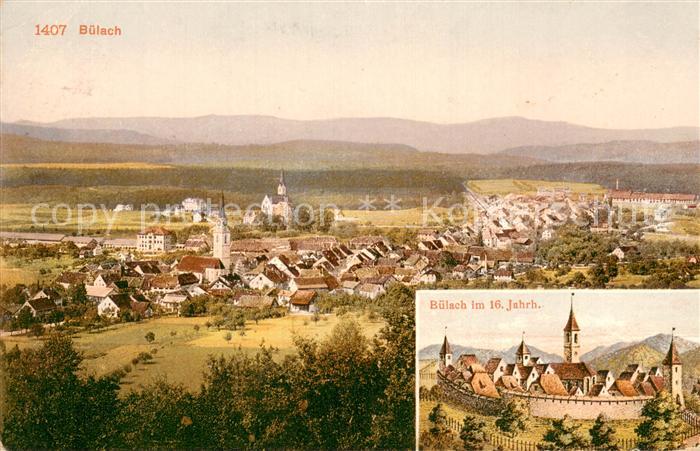 Buelach ZH Panorama Staedtebild im 16ten Jhdt