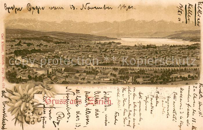 Zuerich ZH Blick von der Waid