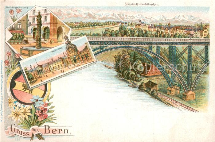 Bern BE Kirchenfeld und Alpen Kindlifresserbrunnen Bahnhof