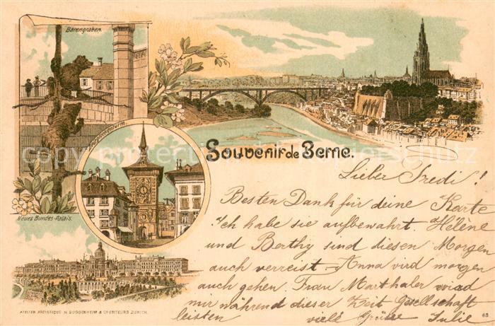 Bern BE Baerengraben Neues Bundeshaus Panorama Zeitglockenturm