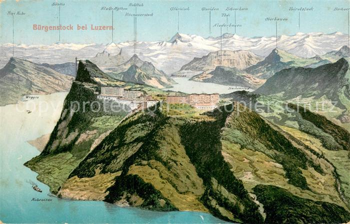 Buergenstock Vierwaldstaettersee Panorama Fliegeraufnahme