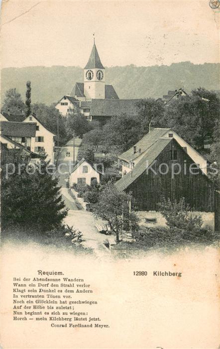 Kilchberg ZH Ortsmotiv mit Kirche