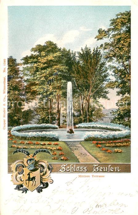 Teufen AR Schloss Teufen Mittlere Terrasse Springbrunnen