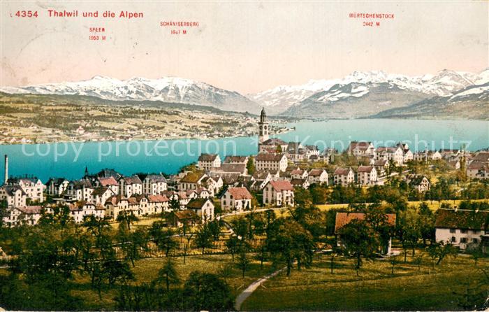 Thalwil ZH Panorama mit Speer Schaensterberg Wuertschenstock