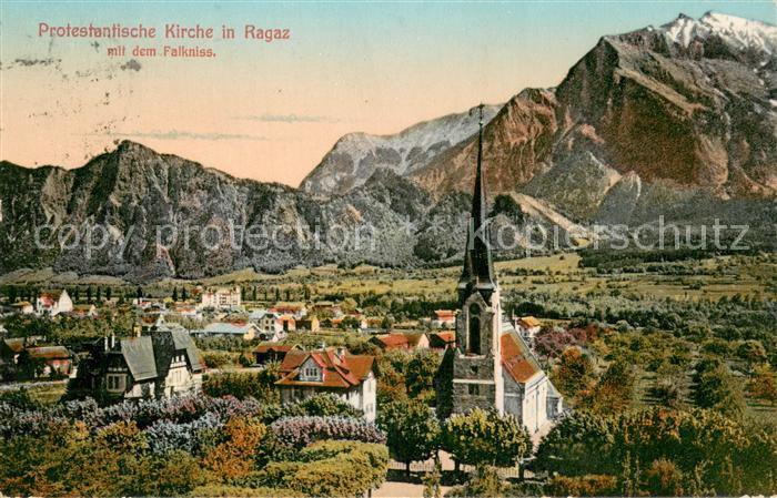 Ragaz Bad SG Protestantische Kirche mit dem Falkniss