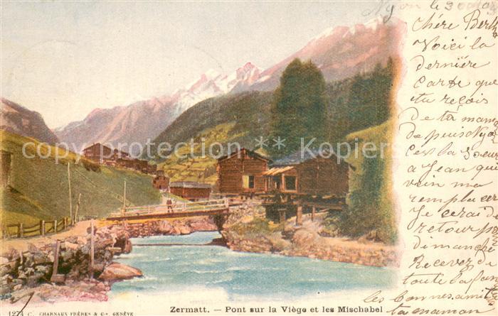 Zermatt VS Pont sur la Viege et les Mischabel