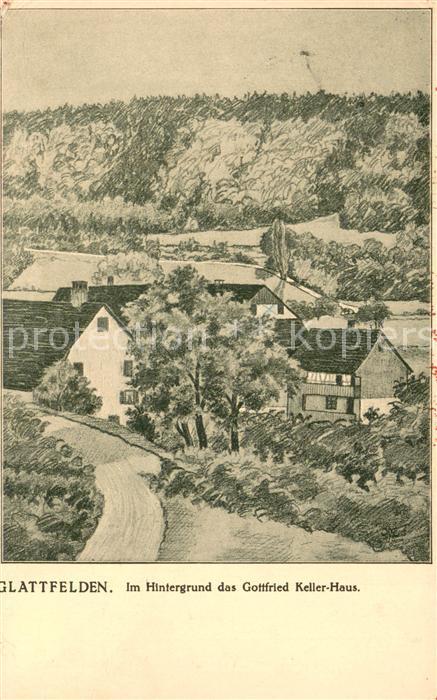 Glattfelden ZH Kuenstlerkarte mit Gottfried Keller Haus