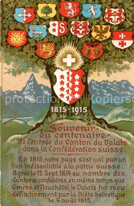 Valais Wallis Kanton Souvenir du centenaire de l’entree du Canton du Valais dans