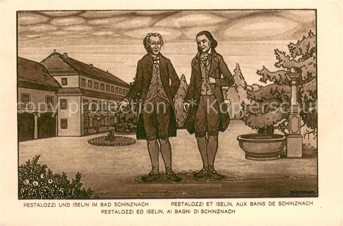Bad Schinznach Pestalozzi und Iselin im Bad Schinznach Zeichnung