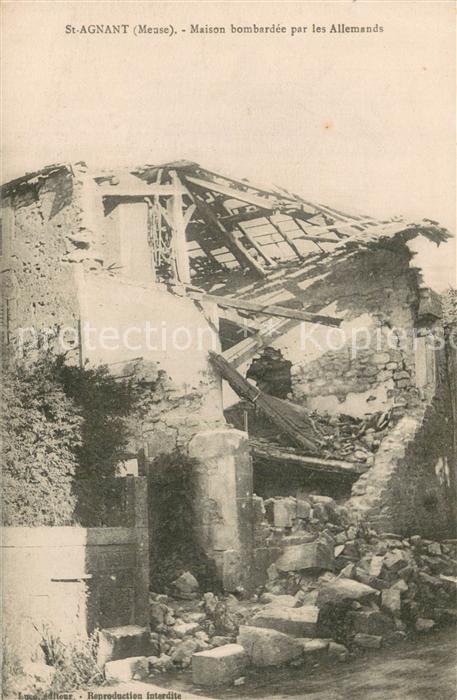 Saint-Agnant 55 sous les Cotes Maison bombardee par les Allemands