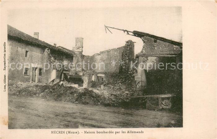 Mecrin 55 Maison bombardee par les Allemands