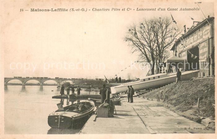 Maisons-Laffitte 78 Chantiers Pitre et Cie Lancement d’un Canot Automobile