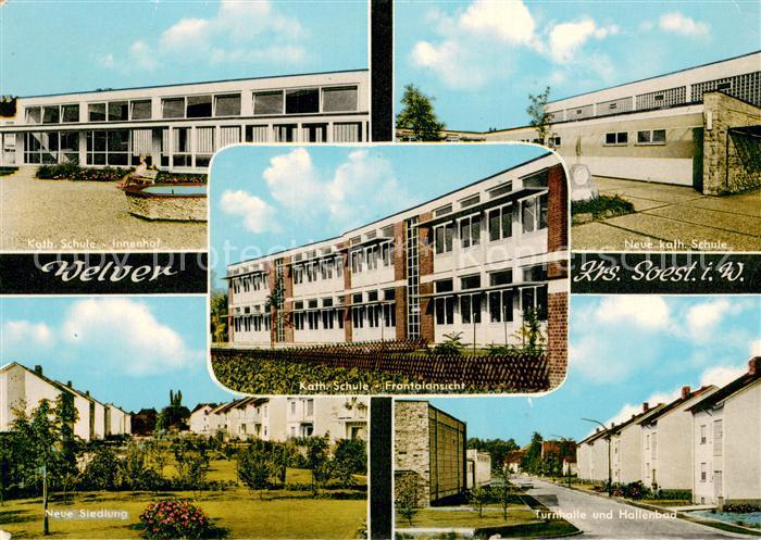 Welver Kath Schule Innenhof Neue Siedlung Turnhalle und Hallenbad