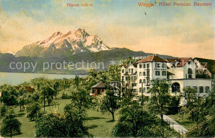 Weggis Vierwaldstaettersee Hotel-Pension Baumen m. See u. Pilatus