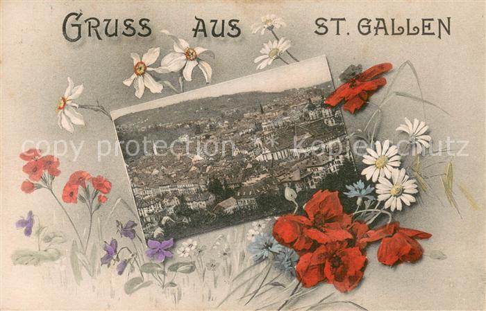 St Gallen SG Stadtpanorama Blumen