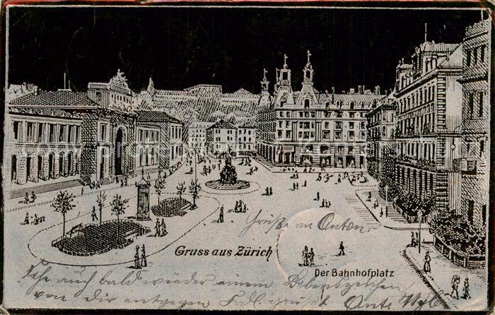 Zuerich ZH Bahnhofsvorplatz Litho