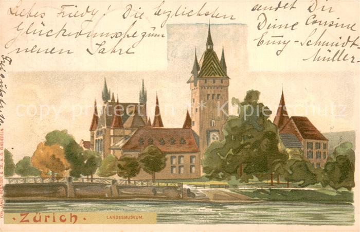 Zuerich ZH Landesmuseum Ansicht vom Zuerichsee aus