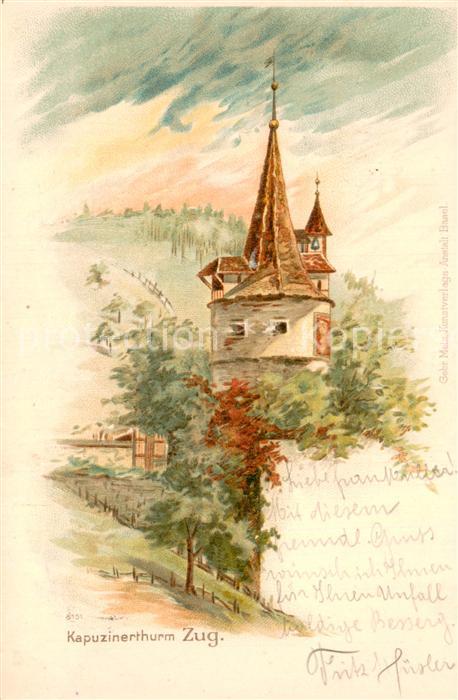 Zug ZG Kapuzinerthurm Kuenstlerkarte