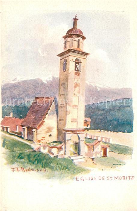 St Moritz GR Eglise Kuenstlerkarte