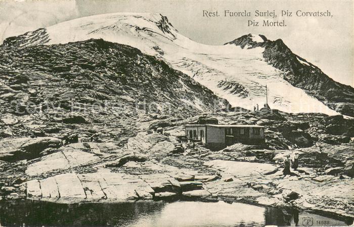 Fuorcla Surlej Restaurant mit Piz Corvatsch und Piz Mortel