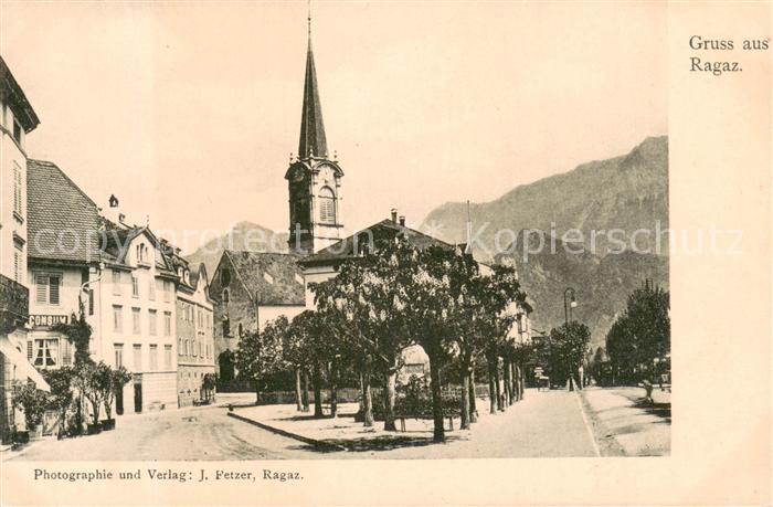 Ragaz Bad SG Ortspartie mit Kirche