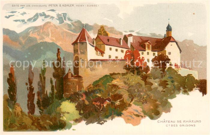 Graubuenden Kanton Chateau de Rhaezuns Kuenstlerkarte