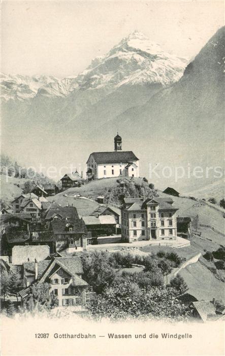 Wassen UR mit Gotthardbahn und Windgelle