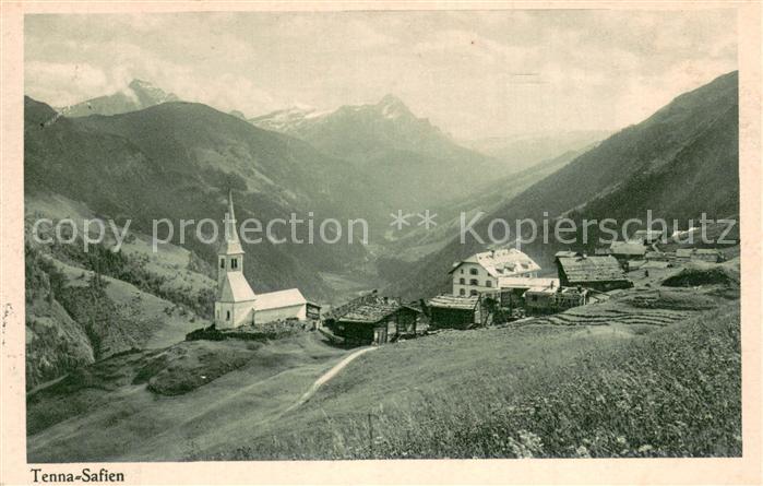 Safien Tenna GR Panorama mit Kirche