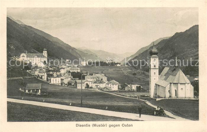 Disentis GR Panorama mit Kirche