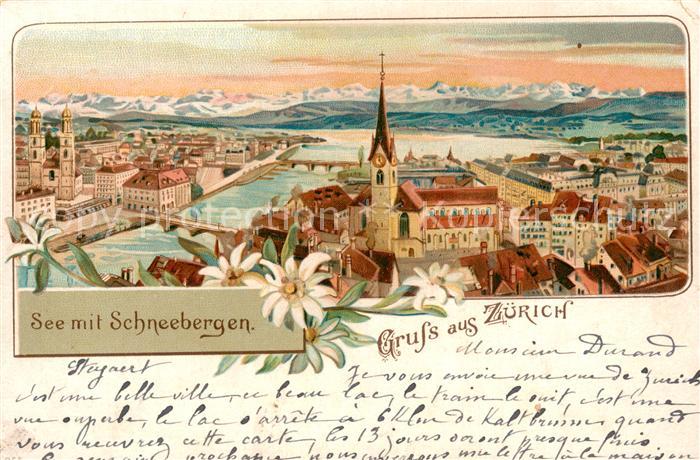 Zuerich ZH See mit Schneebergen