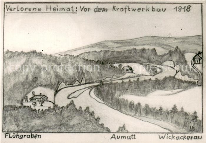 Dottikon AG Fluehgraben Aumatt Wickackerau Vor dem Kraftwerkbau 1918