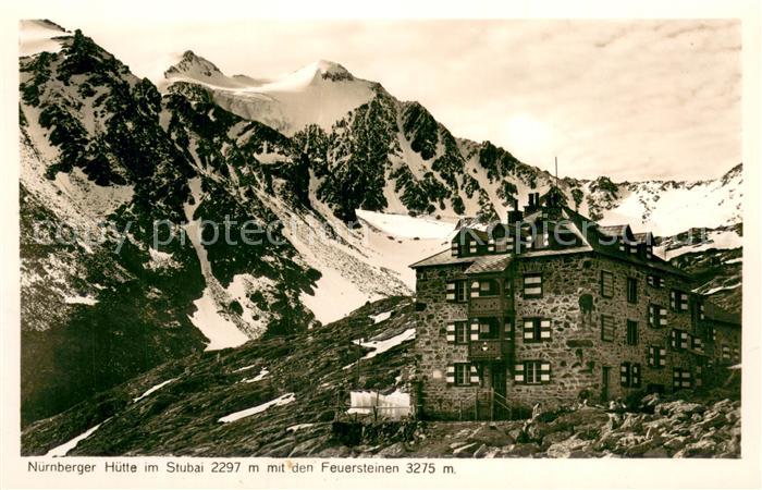 Nuernbergerhuette 2297m Stubaital AT Aussenansicht m. Feuersteinen