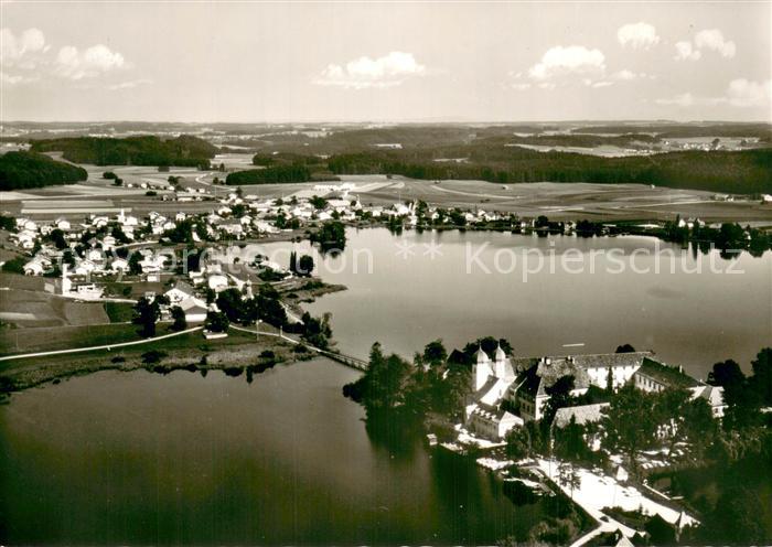 Seeon Klostersee Fliegeraufnahme Inselschloss Seeon Chiemgau