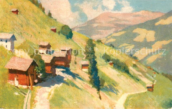 Grimentz VS Berghaeuser am Hang Malerei