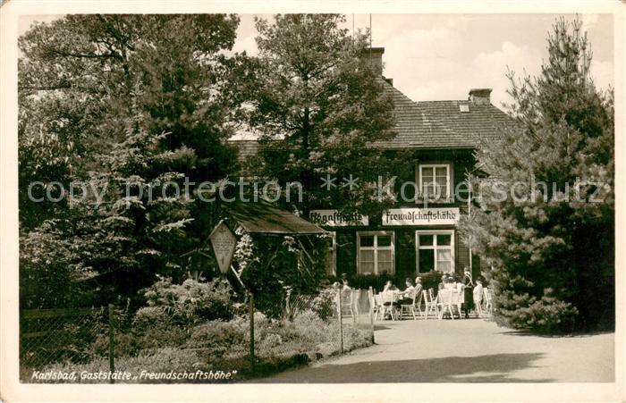 Karlsbad Karlsruhe Gaststaette Freundschaftshoehe Aussenansicht m. Terrasse