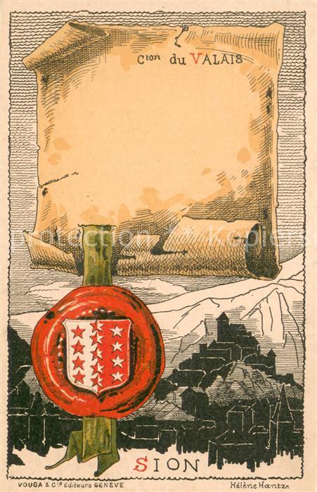 Sion  Sitten Seduno VS Wappen Kuenstlerkarte Helene Hantz