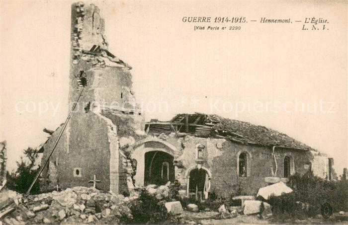 Hennemont 55 L Eglise Guerre 1914-1915