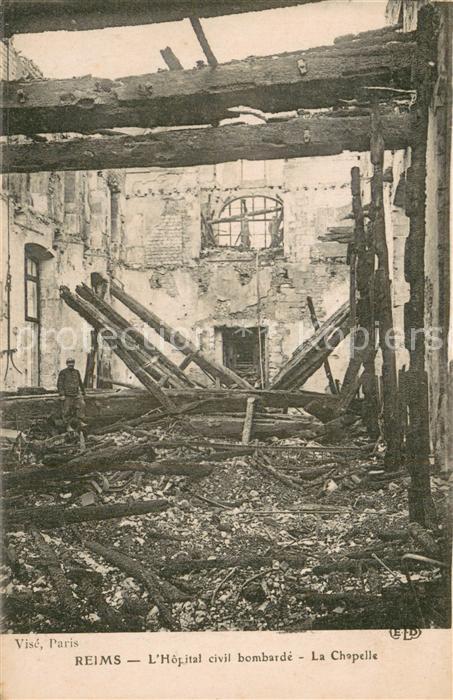 Reims 51 L Hopital civil bombardie - La Chapelle