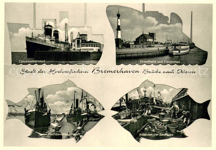 Bremerhaven Strandhalle u. Tiergrotte Fischdampfer-Ankunft Columbusbahnhof