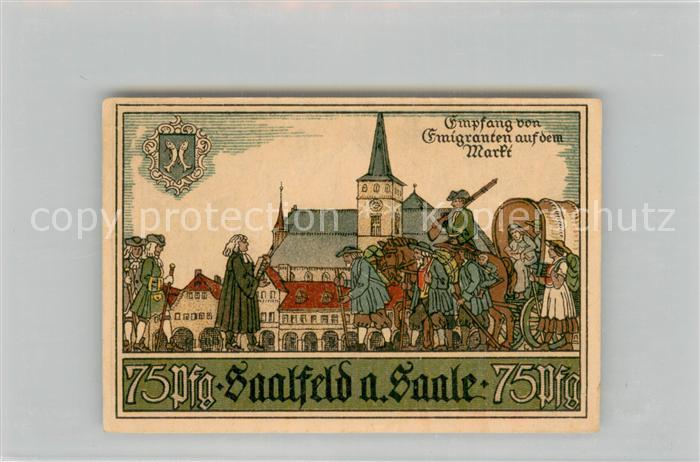 Saalfeld Saale 75 Pfennig Gutschein Marktplatz Kirche
