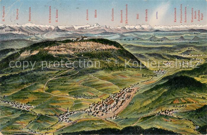 Spaichingen Panoramakarte mit Dreifaltigkeitsberg