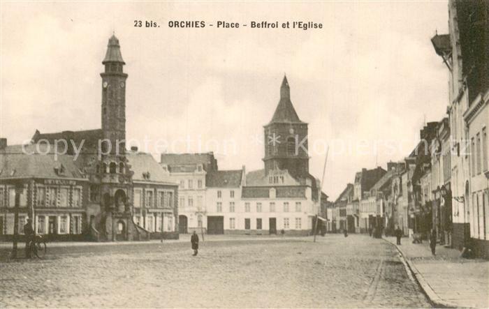Orchies  59 Nord Place Beffroi et l'Eglise
