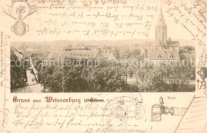 Weissenburg 67 Wissembourg Alsace Totalansicht mit Kirche
