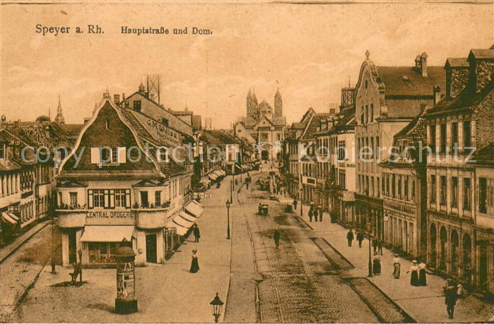 Speyer Rhein Hauptstrasse und Dom